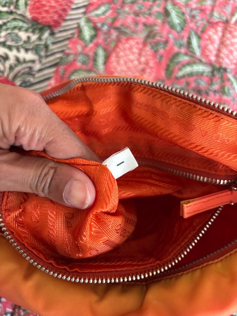 Prada Vibrant Orange Nylon Crossbody with Silver-Tone Logo - Picture 11 of 14